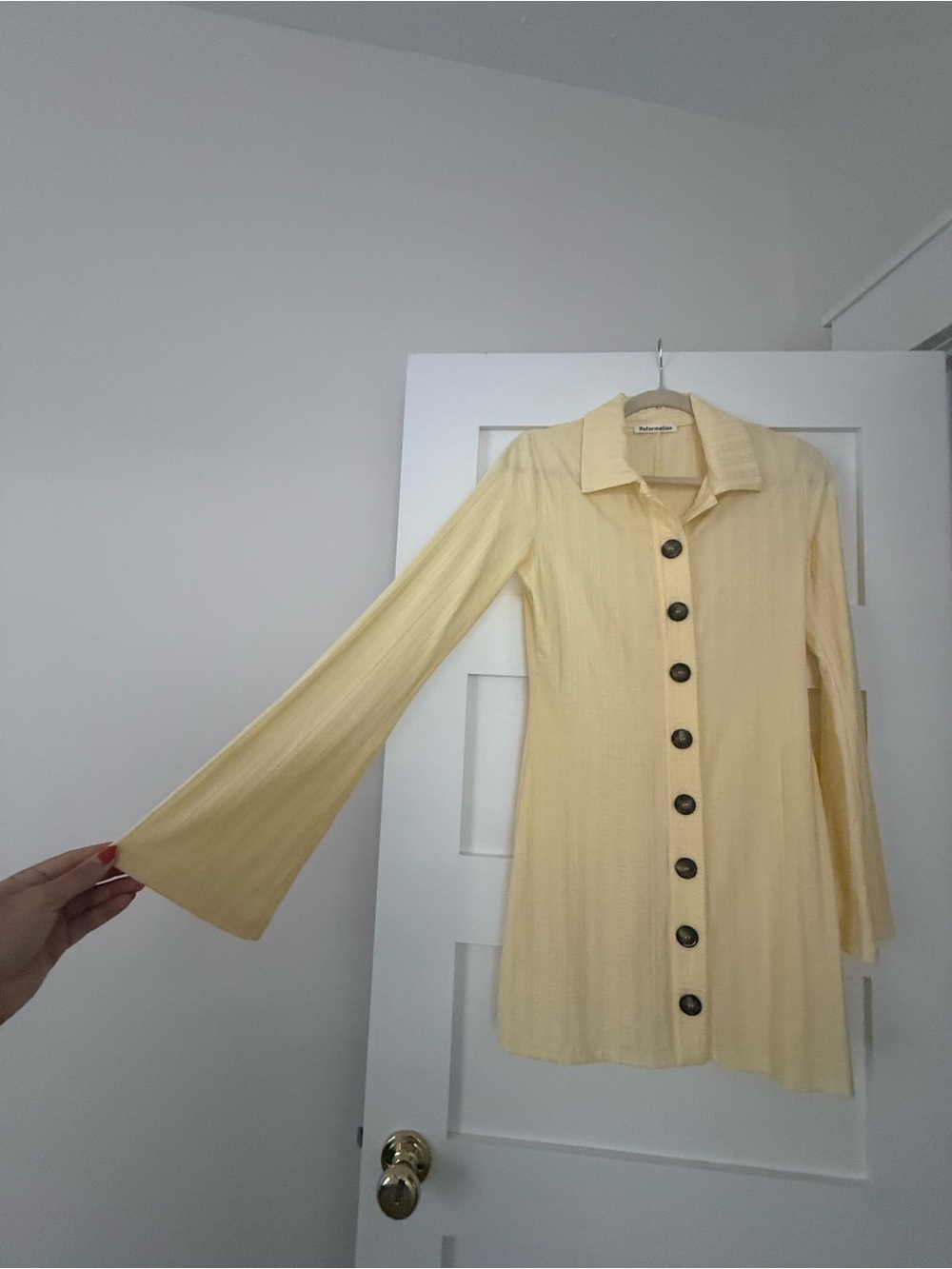 Reformation Ribbed Collared Button-Front Mini Dress (NWOT) - Picture 5 of 6